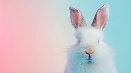 Adorable Bunny With Easter Eggs In Flowery Meadow