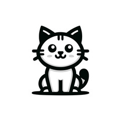 Obraz premium Cat cute logo design inspiration, Black cat logo illustration