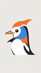 Vector icon penguin with ice cream