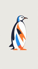 Vector icon penguin with ice cream