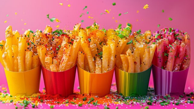 Celebrate Pride Month with Colorful Rainbow French Fries Infused with Unique Seasonings