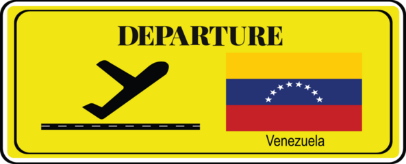 Departure signboard, destination sign, Venezuela flag
