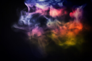 multicolor smoke on black background