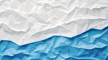 Obraz premium A minimalist blue wave pattern on a white origami paper texture