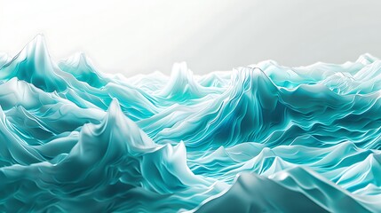 Obraz premium A modern art depiction of turquoise waves over a white void