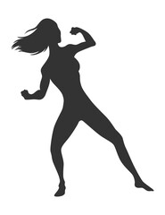 Woman superhero silhouette. Business woman revealed as super hero. Female power concept isolated on white background