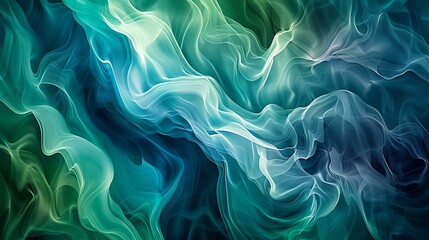 Obraz premium Organic, fluid abstract forms blending seamlessly in a gradient of blues and greens 
