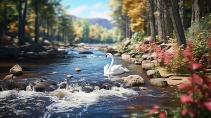 swan in the river