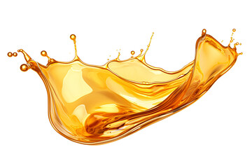 Gold oil or engine oil wave splashing png cutout isolated on transparent background