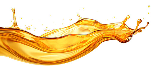 Gold oil or engine oil wave splashing png cutout isolated on transparent background