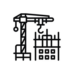 Black line icon for construction 