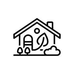 Black line icon for eco house 