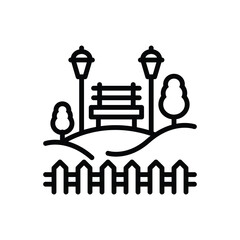 Black line icon for garden 