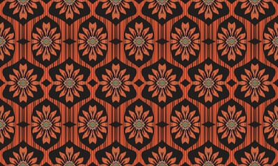 Hand draw Digital seamless pattern block print batik.Aztec style abstract vector illustration.brown background.great for textiles, banners, wallpapers.