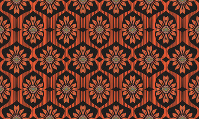 Hand draw Digital seamless pattern block print batik.Aztec style abstract vector illustration.brown background.great for textiles, banners, wallpapers.