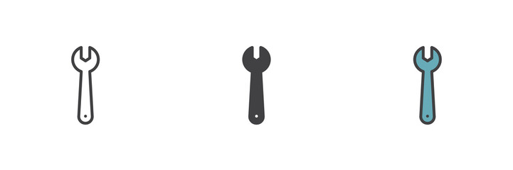 Wrench different style icon set