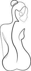 Abstract Woman Body Line Art Vector Drawing. Female Figure Minimalistic Style. Abstract Body Line Drawing Style. Modern Trendy Continuous Linear Art. Fashionable Print of Beauty Female Back