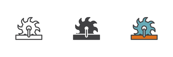Circular saw different style icon set