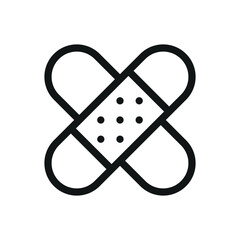 Medical patch isolated icon, adhesive plaster vector symbol with editable stroke