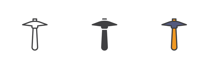 Pick ax different style icon set