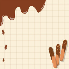 Illustration of cute cartoon sweet chocolate stick for template notes grid paper