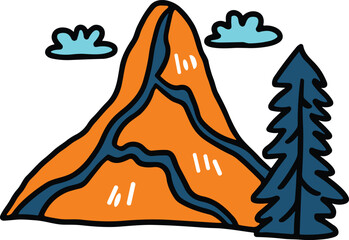 A mountain with trees in the background
