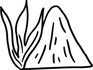 A mountain with trees in the background