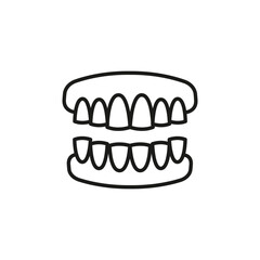 Teeth icon. A minimalistic design featuring a tooth with an X-mark, suitable for indicating dental issues or prohibited dental practices. Vector illustration
