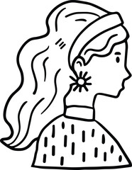 A woman with a head scarf and beads on her head