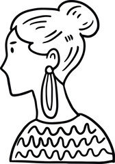 A woman with a head scarf and beads on her head