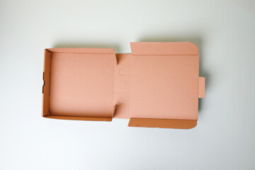 Opened Paper Cardboard Box Delivery for Mock Up Isolated on White Background