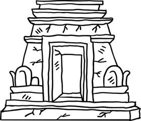 A stone building with a doorway and a window