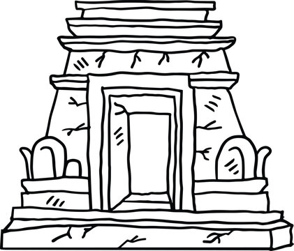 A stone building with a doorway and a window