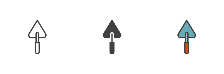 Trowel tool different style icon set
