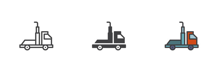 Wrecker truck different style icon set