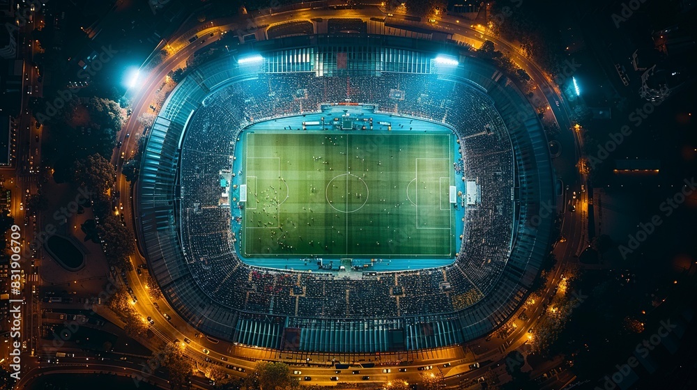 Wall mural aerial view of a soccer stadium