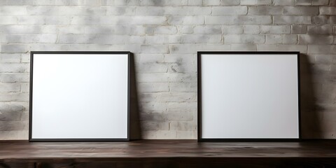 Mockup of a vintage black frame against a textured wall background. Concept Vintage Frame, Black Frame, Textured Wall, Mockup, Background