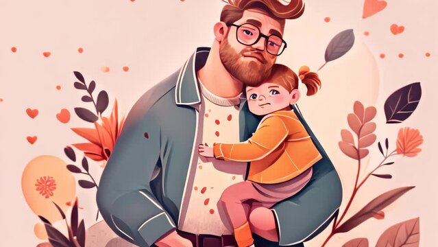 Flat design of father and his child father day concept.