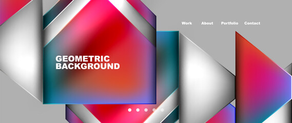 Fototapeta premium Flowing bright neon gradients geometric abstract background with triangles and lines. Fluid color pattern of color liquid gradient background for wallpaper, banner, background, card, landing page