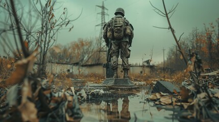 Obraz premium a statue in middle america with military