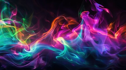 Obraz premium Colorful Smoke Wave Art on Black Background