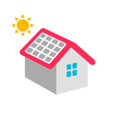 Vector icon illustration with an ecology theme (solar panels motif)