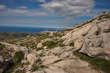 Beautiful view from the mountain in Croatia on Adriatic sea and islands