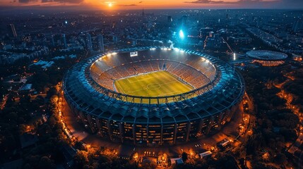 Aerial View of a Soccer Stadium