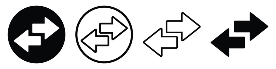 Data transfer arrow icon. set of left right arrows simple outline symbol. vector illustration on transparent background.
