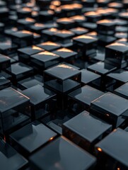 Alot of 3D cubes poping out of floor with dark color