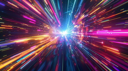 Fototapeta premium Vibrant abstract background with dynamic light streaks in motion, showcasing colorful energy and futuristic speed in a digital space.