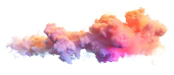 Vivid multicolored smoke cloud in shades of pink, purple, and orange on a white background, creating a dynamic and abstract visual effect.
