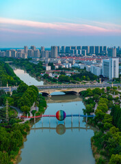 Huaian, Jiangsu Province: China's North-South boundary symbol park in the morning light
