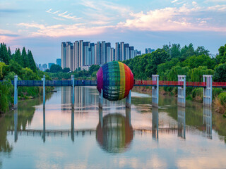Huaian, Jiangsu Province: China's North-South boundary symbol park in the morning light